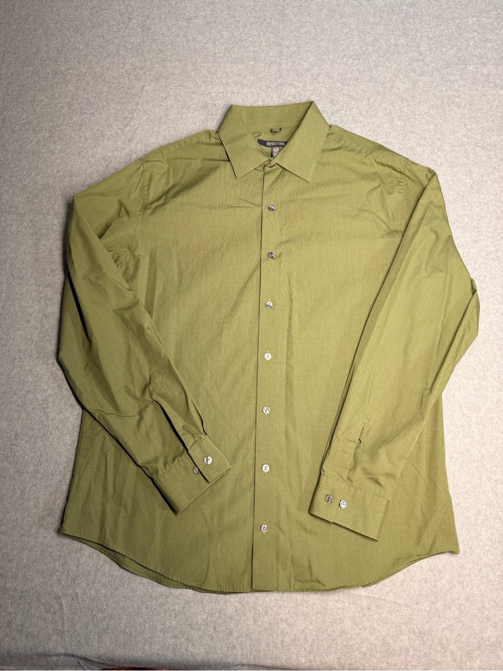 Kenneth Cole Reaction Men's Olive Green Button-Down Dress Shirt
